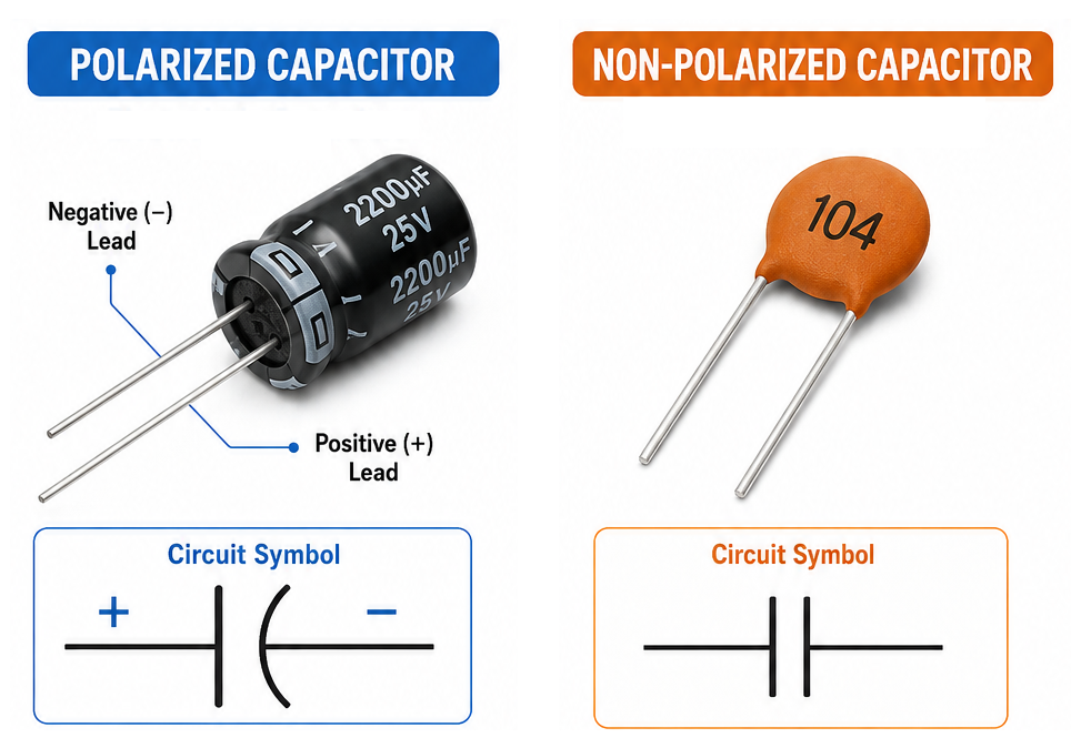 Figure 4. Polarized and Non-Polarized Capacitors Comparison
